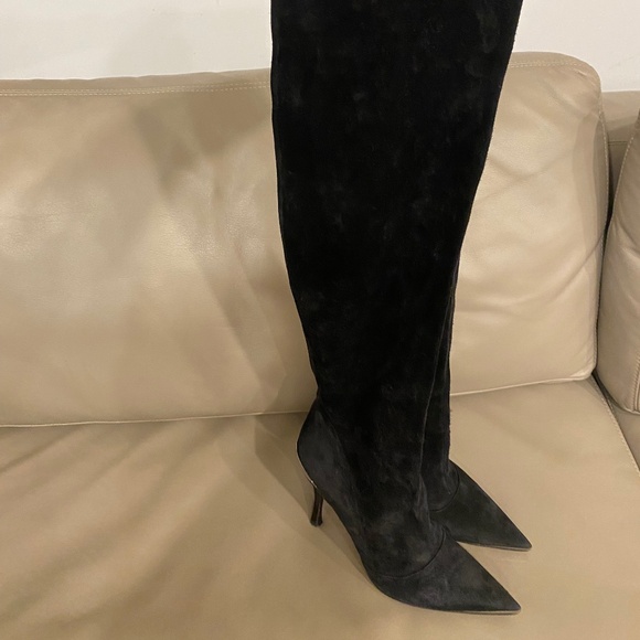 Designer Over-The-Knee Suede Boots - Picture 1 of 9